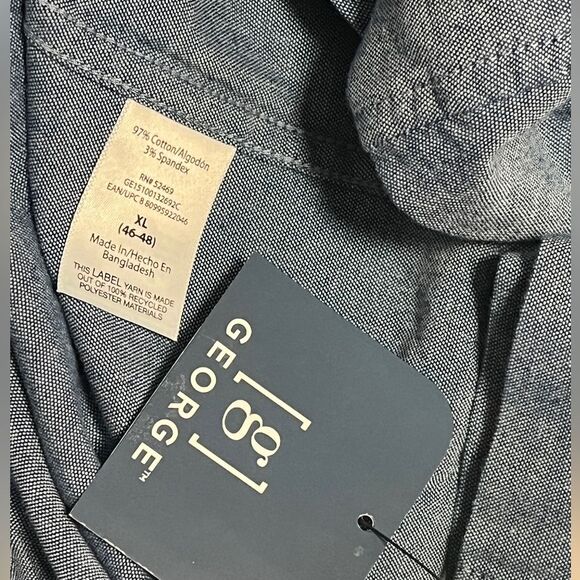 NWT George Blue Chambray Shirt Short Sleeve Sz XL ( 46-48 ) - Picture 5 of 7